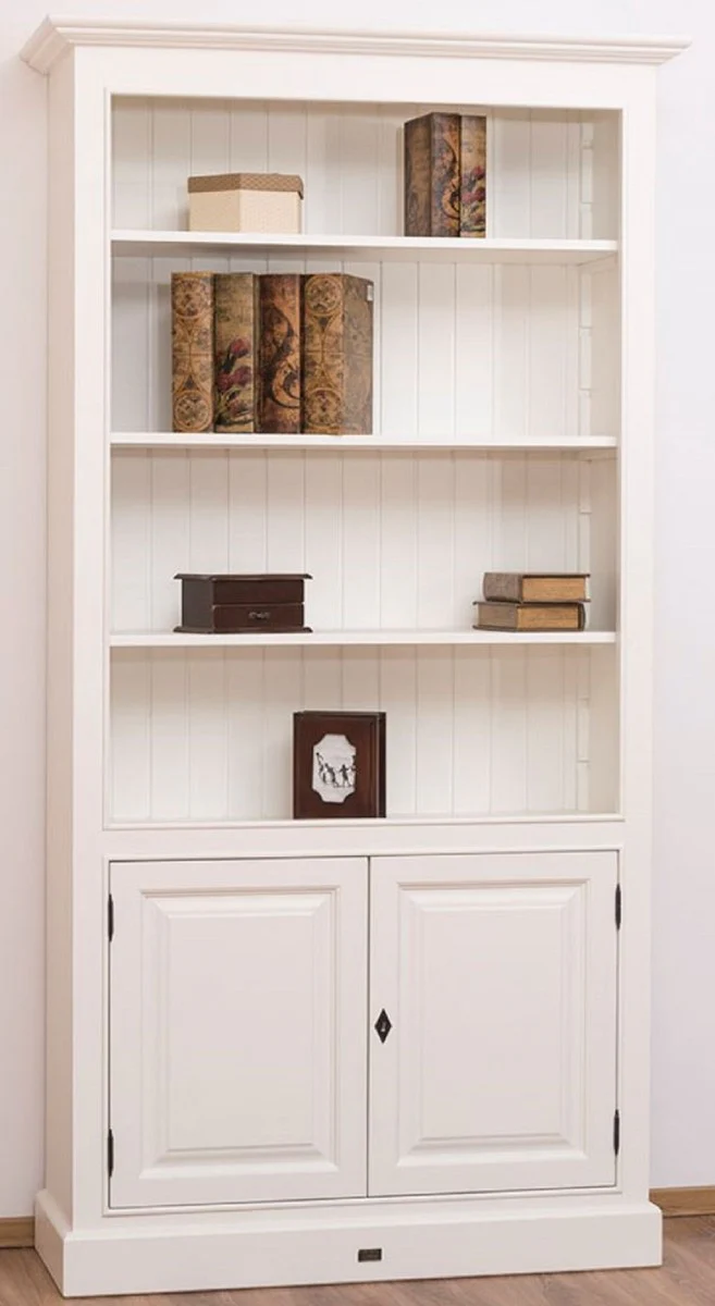Casa Padrino gabinete de libros / armario estanter¨ªa de estilo campestre blanco 110 x 39 x H. 210 cm - Armario de Sala de Estar con 2 Puertas