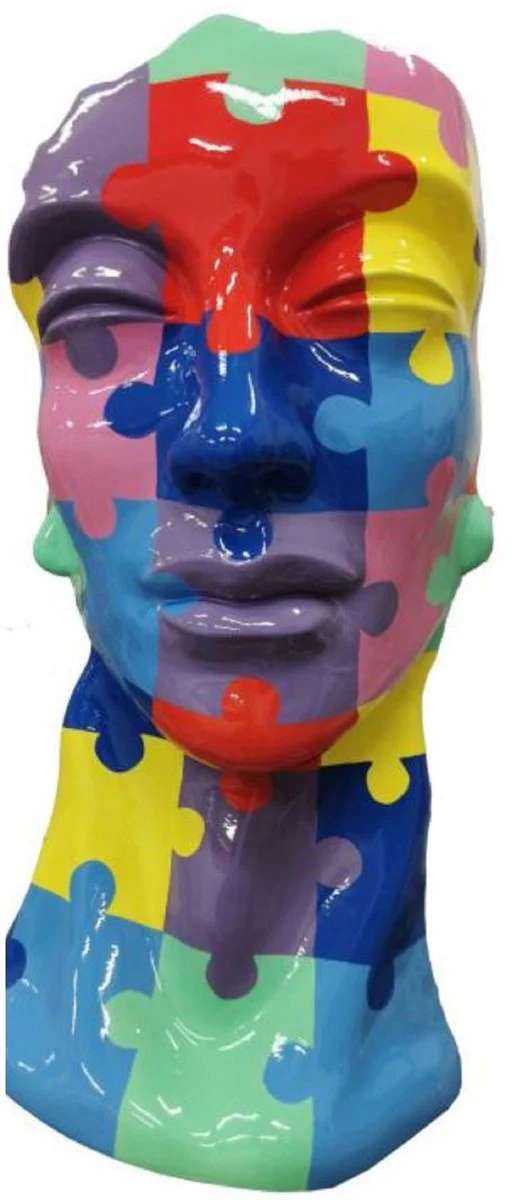 Casa Padrino busto decorativo de diseño de lujo colorido A. 70 cm - Busto de escultura decorativa abstracta - Busto de figura decorativa de salón de jardín - Bustos decorativos de lujo abstracto