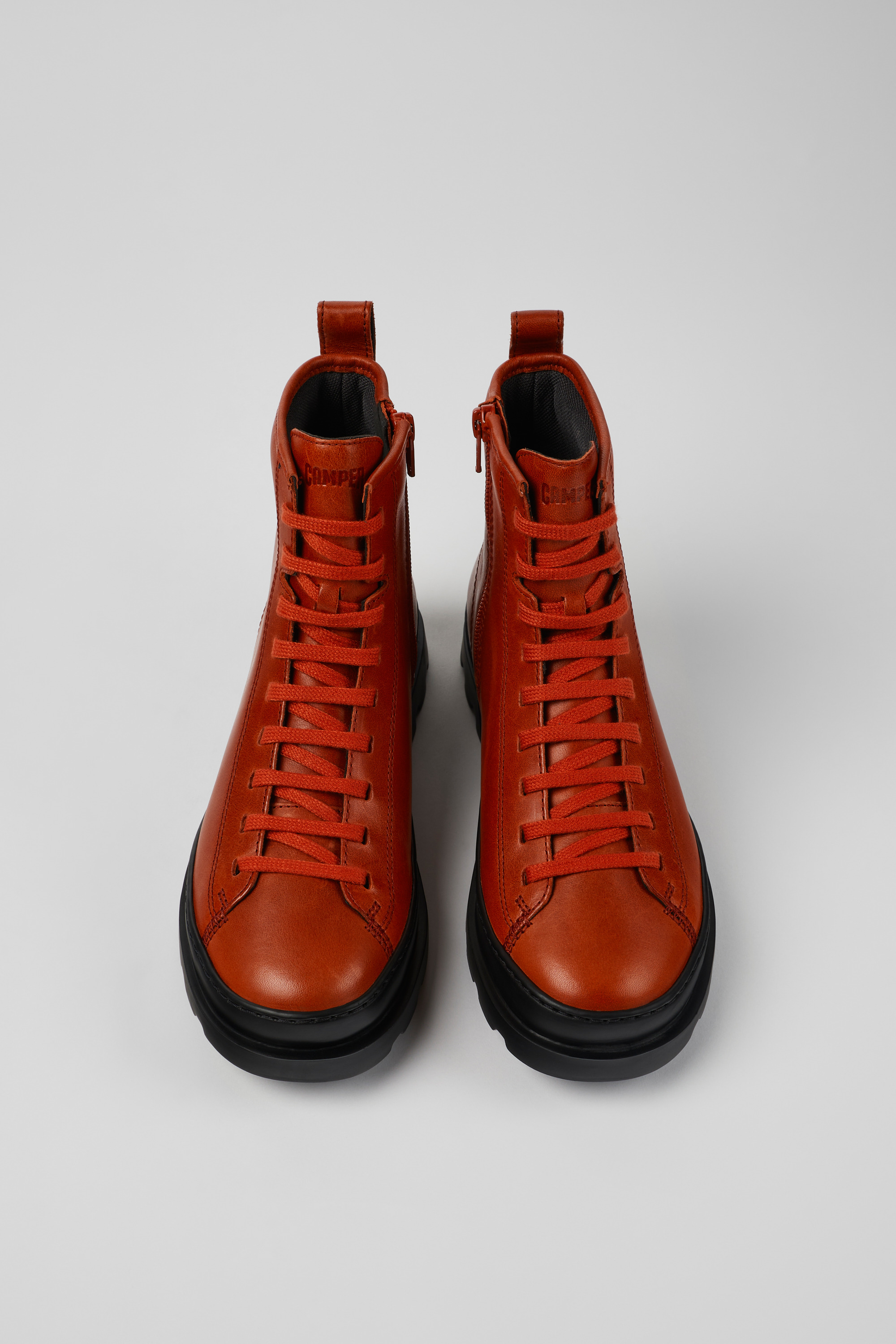 Brutus - Red leather lace-up boots for women