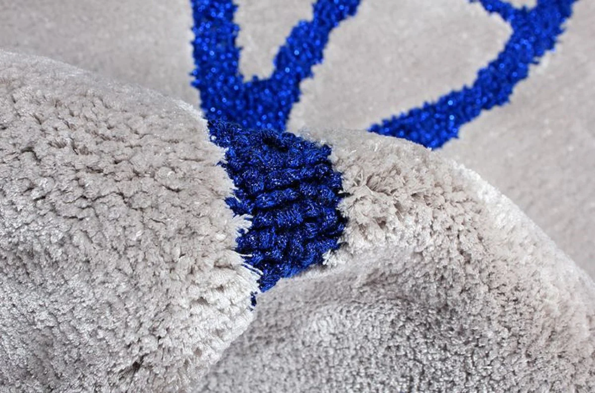 Casa Padrino alfombra de lujo gris / azul 160 x 230 cm - Alfombra rectangular para salón - Alfombra moderna para dormitorio - Interior de lujo - Calidad de lujo