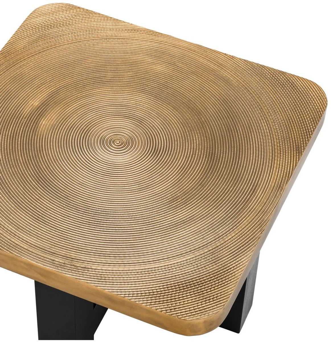 Casa Padrino mesa de centro de lujo lat¨®n / negro 64 x 64 x H. 40 cm - Mesa de centro de lujo con plato de mesa en dise?o de disco de ¨¢rbol - Muebles de sal¨®n de lujo