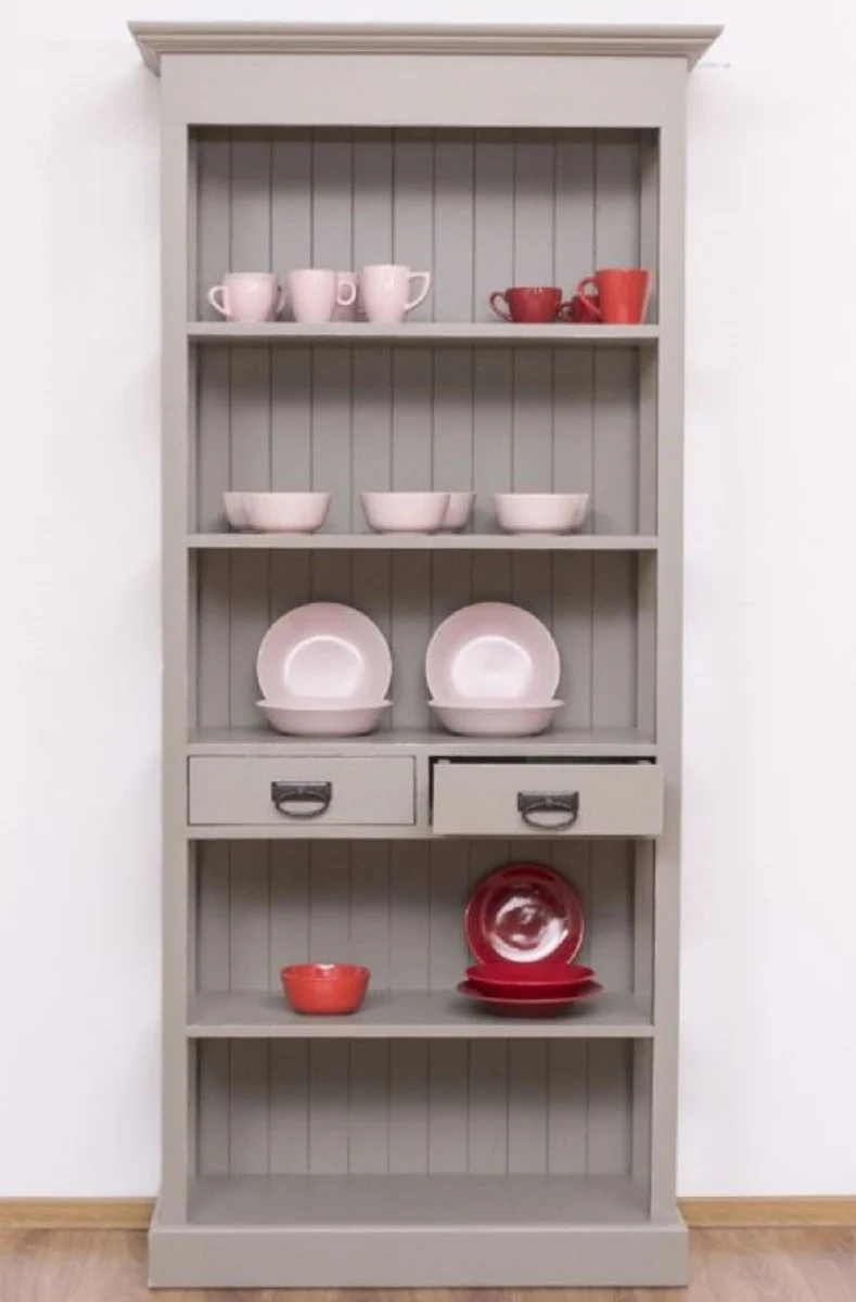 Casa Padrino armario de estilo campestre shabby chic gris antiguo 91 x 39 x A. 197 cm - Armario de comedor de estilo campestre - Muebles de madera maciza - Muebles de estilo campestre shabby chic