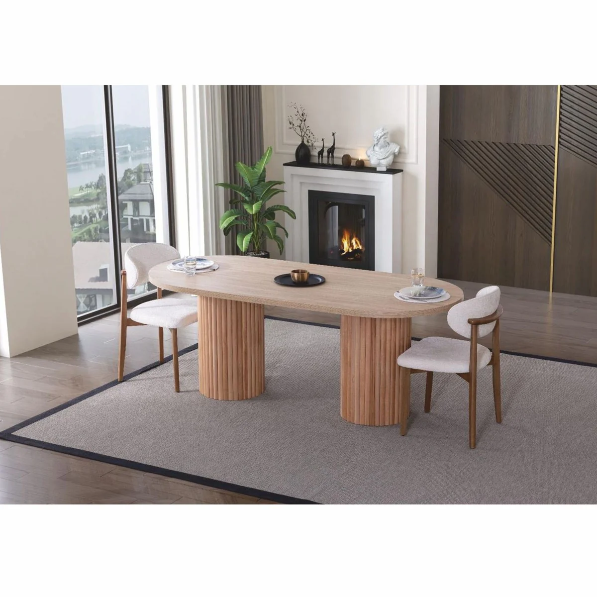 Casa Padrino Mesa de Comedor de Lujo Natural 180 cm - Muebles de Comedor