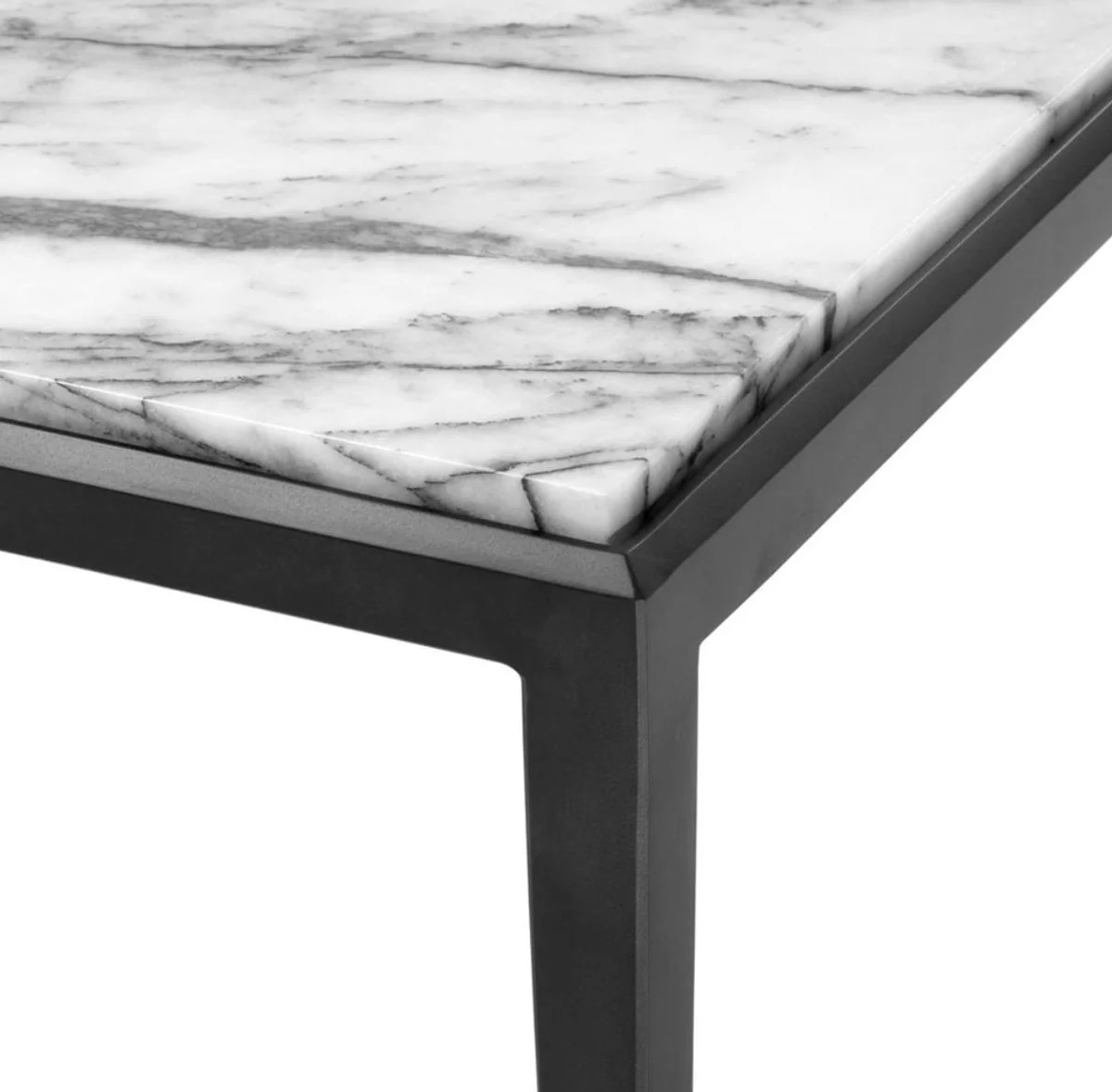 Casa Padrino mesita en bronce con tapa de mármol blanco 160 x 78 x H. 40 cm - mobiliario de salón de lujo