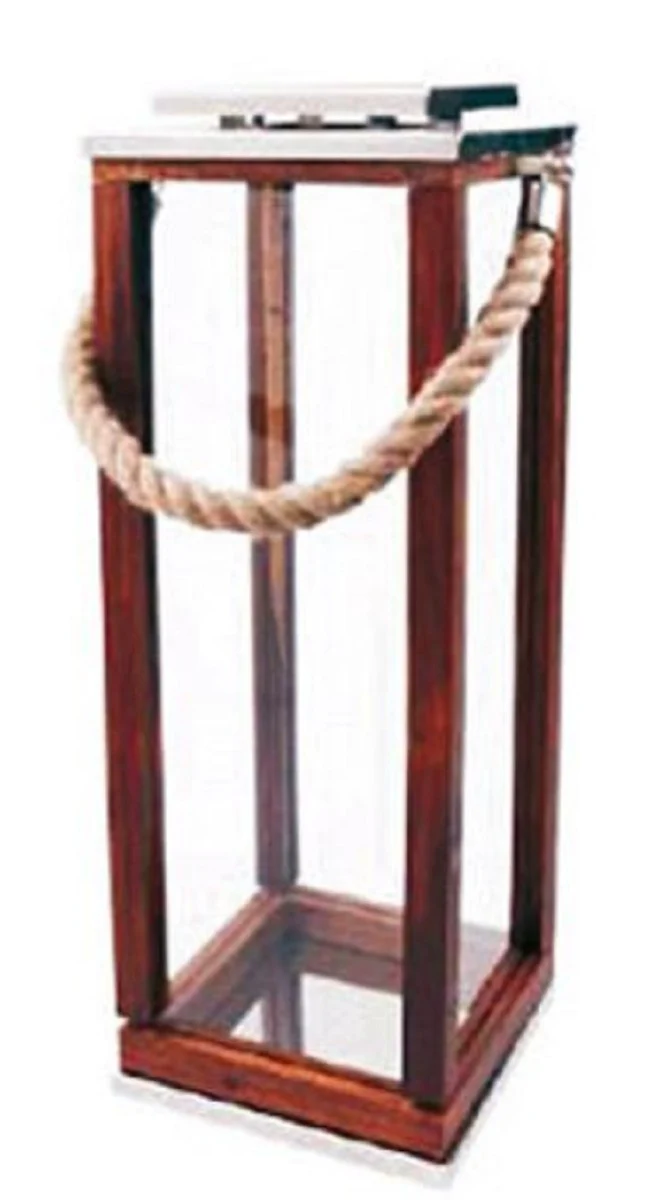 Casa Padrino linterna de lujo plata / marrón 23 x 23 x H. 61 cm - Candelabro de Hotel y Restaurante