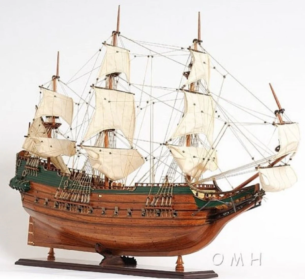 Casa Padrino Buque Insignia Batavia Marrón / Multicolor 94 x 26,7 x H. 74,3 cm - Barco Velero de Madera Hecho a Mano con Decoración de Estilo Holandés