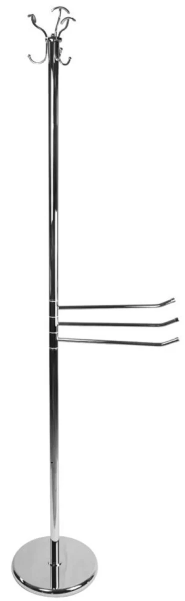 Casa Padrino Perchero de Baño de Lujo con Toalleros Plata Ø 30 x 34 x A. 182 cm - Perchero de Baño de Latón Cromado - Mueble de Baño - Calidad de Lujo - Hecho en Italia