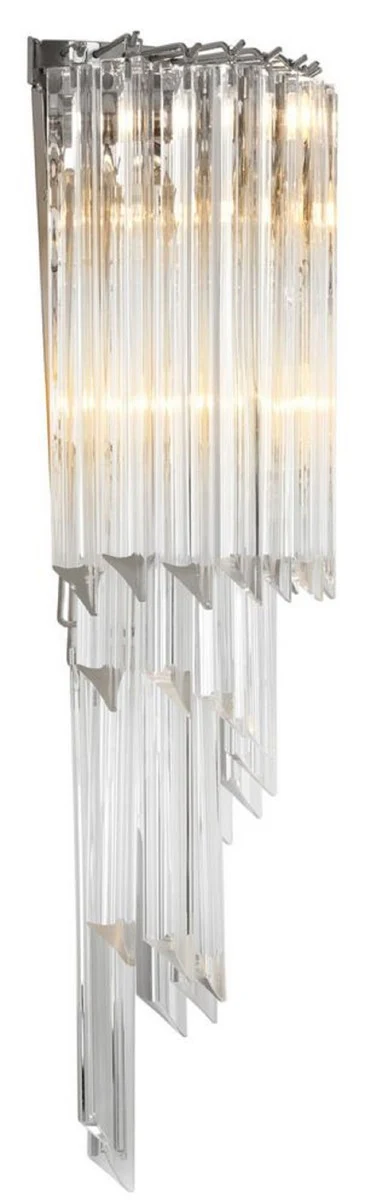 Casa Padrino lámpara de pared de vidrio de lujo plata / vidrio transparente 30 x 14,5 x H. 64,5 cm - Luz de Salón - Calidad de Lujo