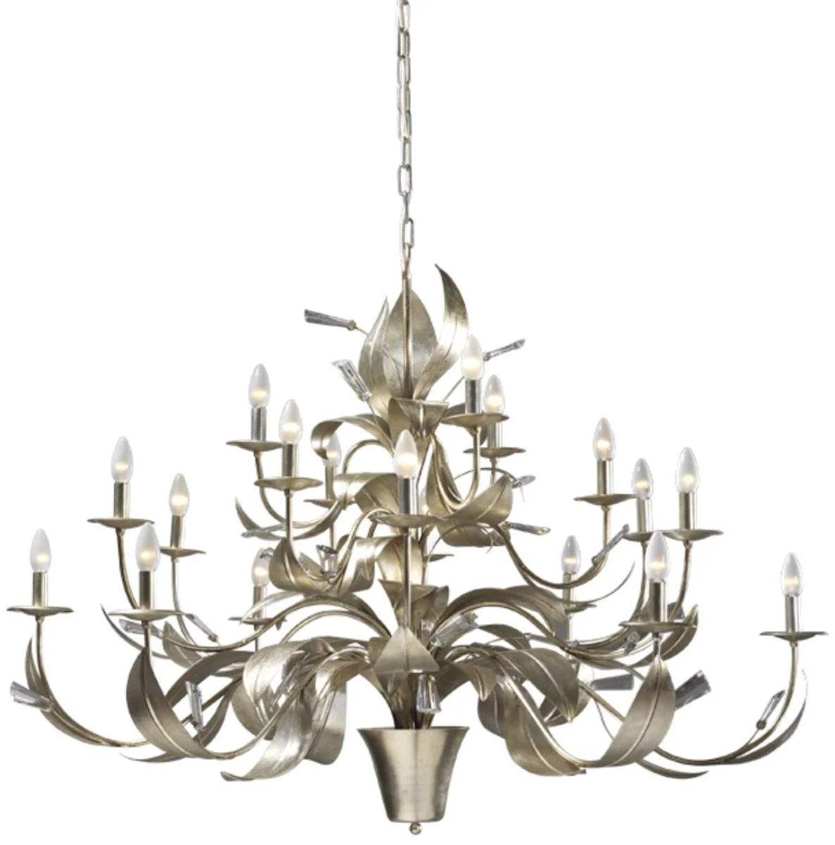 Casa Padrino araña de luces barroco de lujo con cristal Swarovski plata Ø 140 x A. 100 cm - Magnífica lámpara de araña de salón en estilo barroco - Calidad de lujo - Hecho en Italia