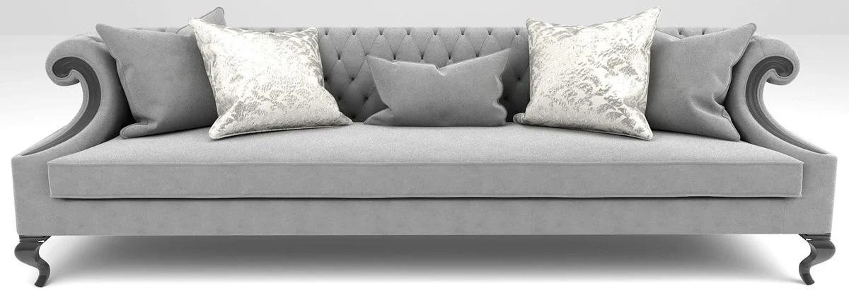 Casa Padrino sof¨¢ barroco de lujo gris / negro 260 x 100 x A. 82 cm - Muebles de sal¨®n en estilo barroco - Noble y Magn¨ªfico