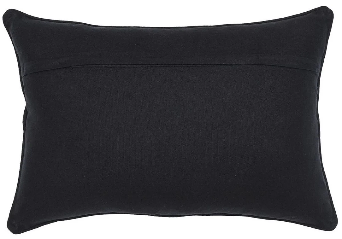 Casa Padrino cojín decorativa de lujo negro / blanco 60 x 40 cm - Almohada decorativa rectangular con patrón elegante - Calidad de Lujo - Accesorios Decorativos