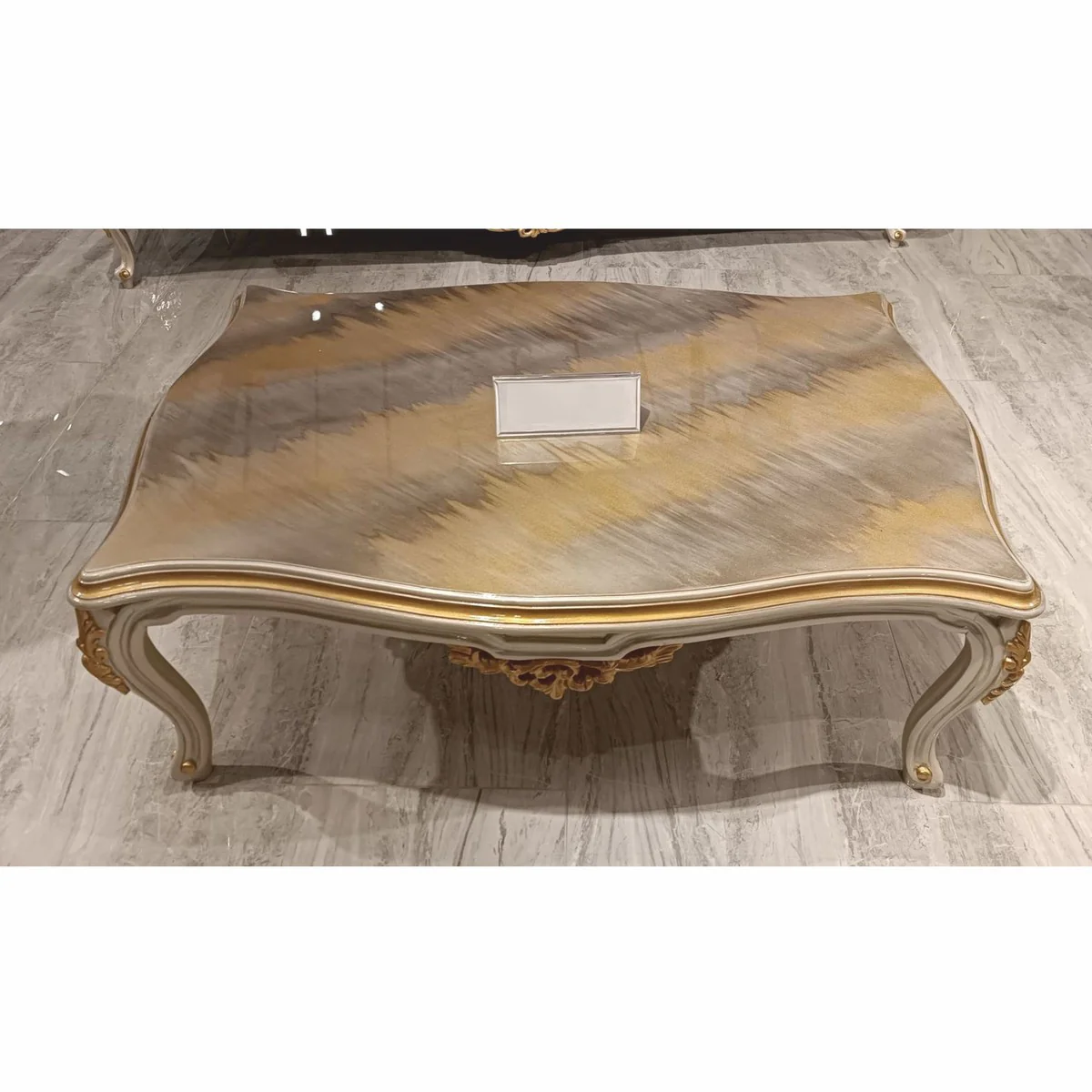 Casa Padrino mesa de centro barroco de lujo gris / oro 127 cm - Muebles de sal¨®n de estilo barroco