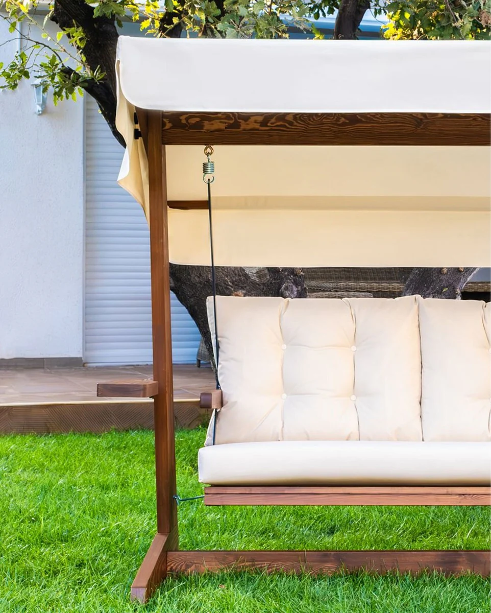 Casa Padrino columpio de Hollywood de lujo beige / marr¨®n 200 cm - Columpio de jard¨ªn