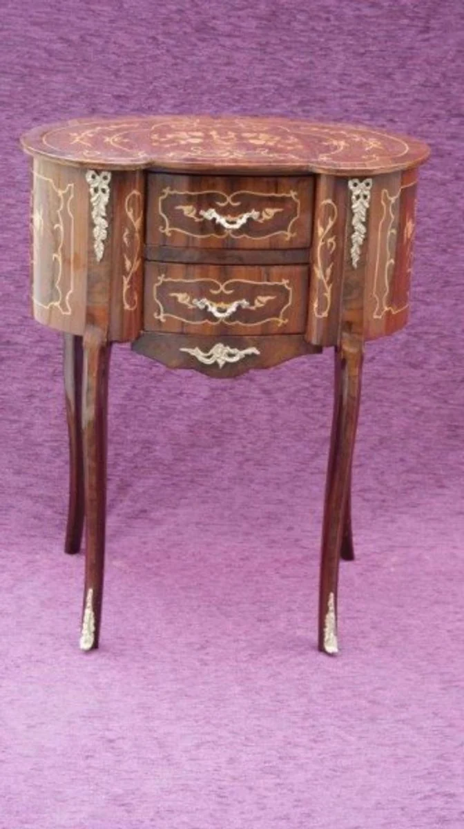 Casa padrino Baroque telephone table 2 drawers side table my model mahogany brown inlay 80 x 64 x 44cm