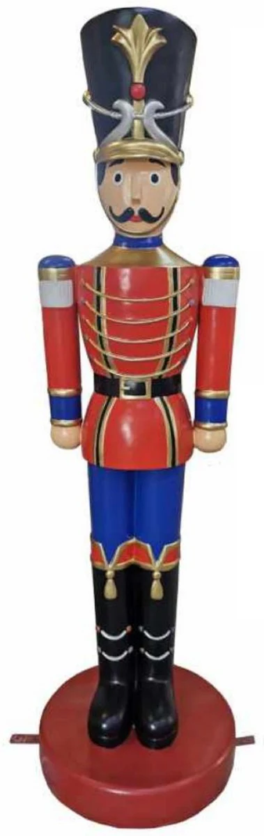 Casa Padrino escultura de decoración navideña Cascanueces multicolor / oro A. 200 cm - Figura decorativa XXL resistente a la intemperie - Accesorios de decoración navideña