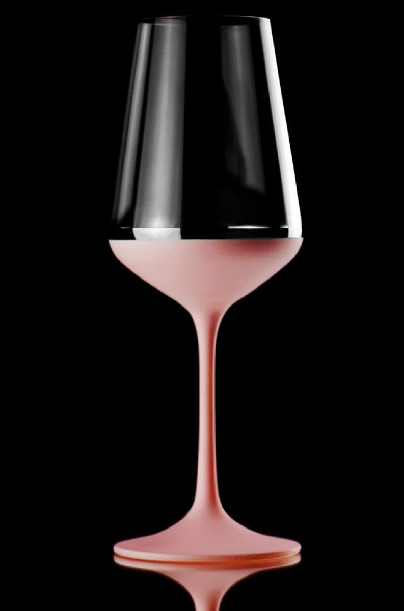 Casa Padrino conjunto de 6 copas de vino tinto de lujo rosa viejo / plata ? 8,5 x A. 24 cm - Copas de vino hechas y pintadas a mano - Accesorios para Hoteles y Restaurantes - Calidad de Lujo