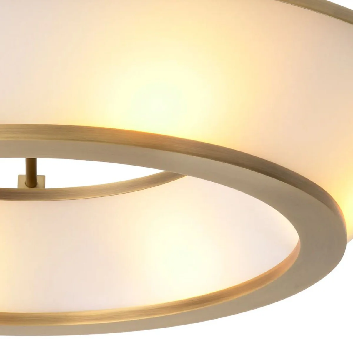 Casa Padrino lámpara de techo de lujo latón antiguo / blanco Ø 61 x A. 21,5 cm - Lámpara de techo redonda con pantallas de vidrio - Calidad de lujo