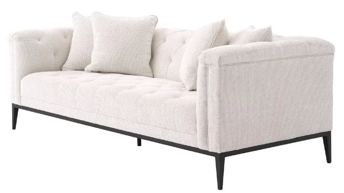 Casa Padrino sof¨¢ Chesterfield de lujo con 4 cojines blanco / bronce de ca?¨®n 231 x 97 x A. 75 cm - Sof¨¢ de sal¨®n - Muebles de sal¨®n - Muebles Chesterfield - Muebles de lujo - Interior de sal¨®n