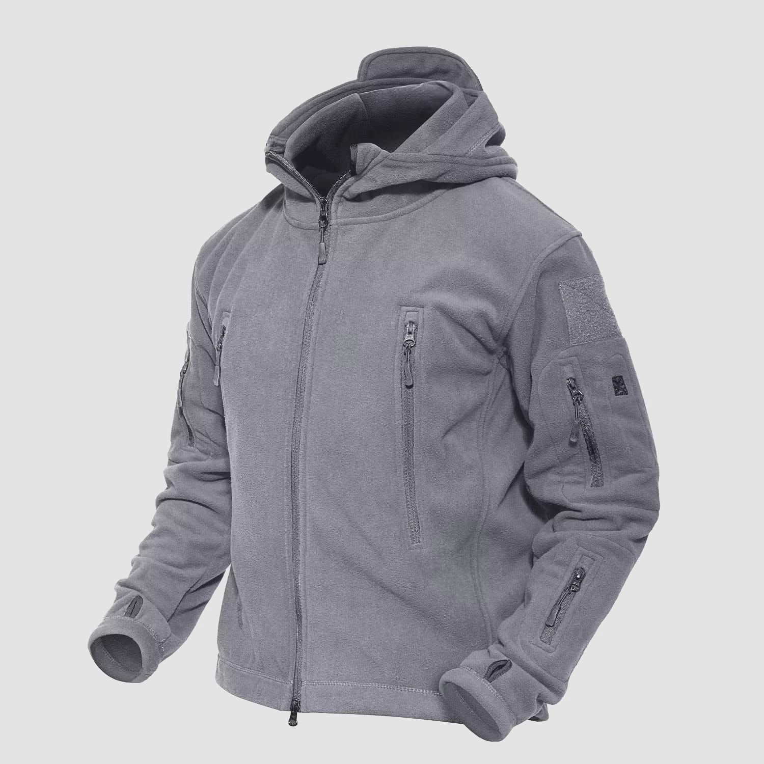 Men's Hoodie Fleece Jacket with 6 Zip-Pockets Warm Winter Jacket Military Tactical Jacket