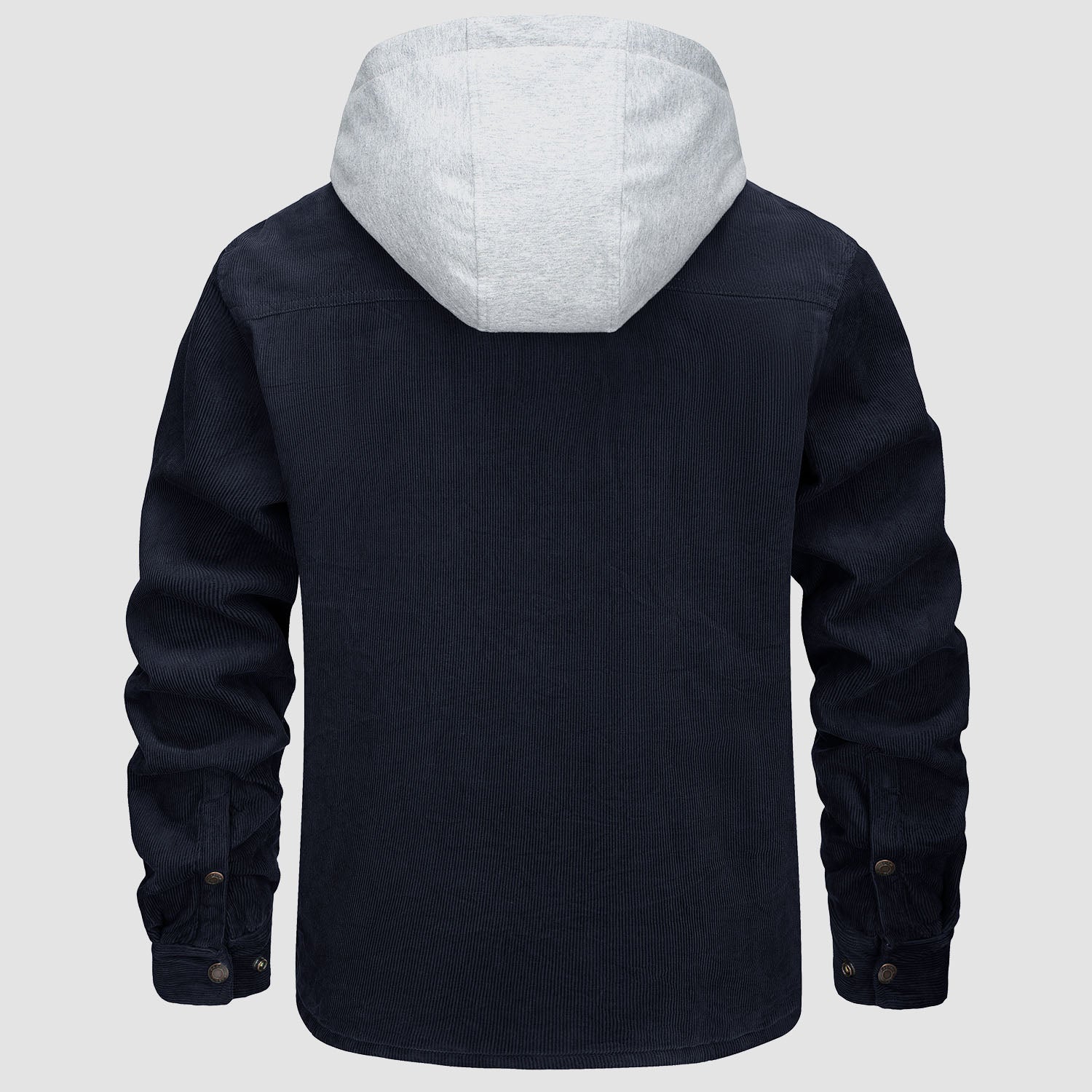 Men's Corduroy Jacket Hoodies Quilted Lined Button-Down Casual Shirt Jacket Warm Winter Coat with 5 Pockets