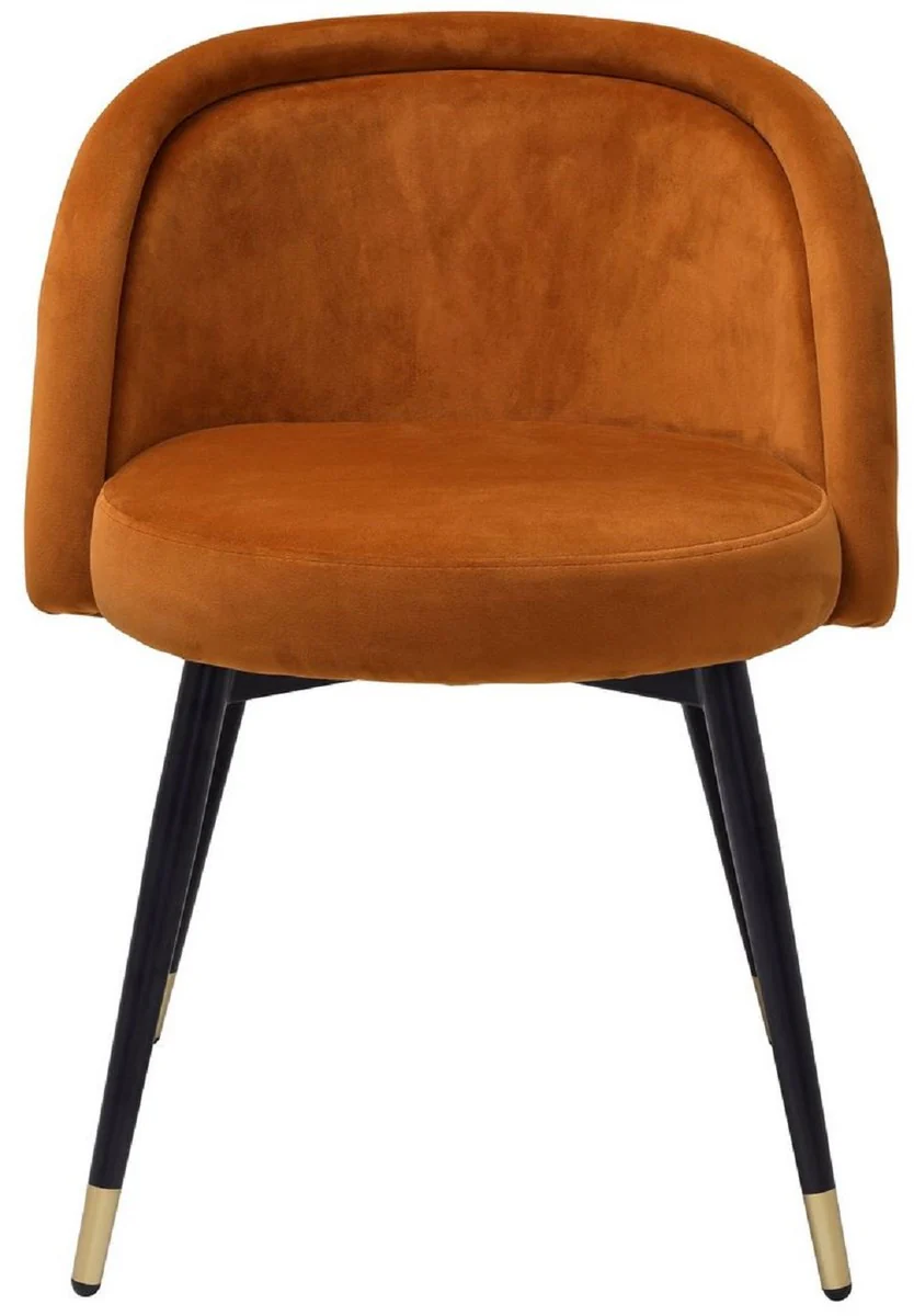 Casa Padrino conjunto de sillas de comedor de lujo naranja / negro / lat¨®n 57,5 x 58 x A. 77 cm - Sillas de comedor nobles - Muebles de comedor de lujo