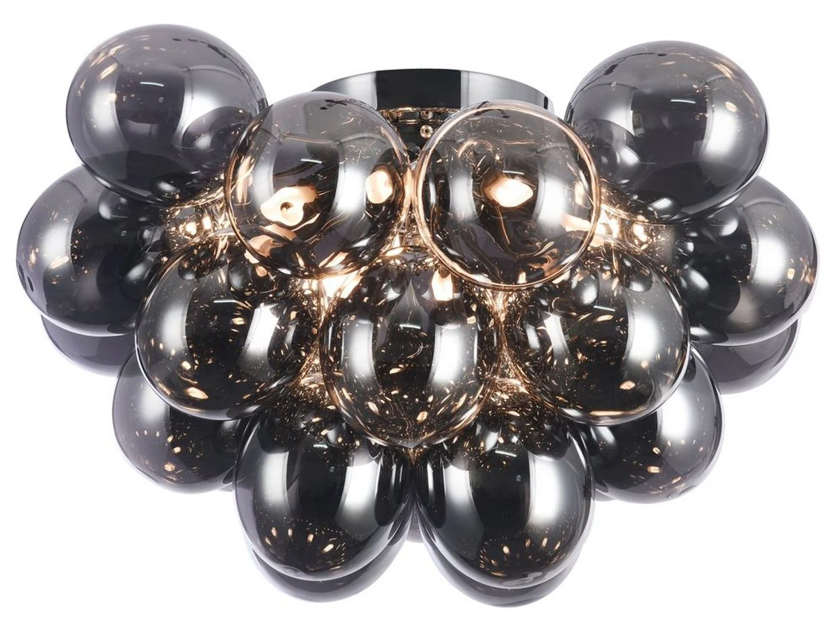 Casa Padrino salón lámpara de techo gris ahumado / plata Ø 50 x H. 32 cm - Plafón Moderno