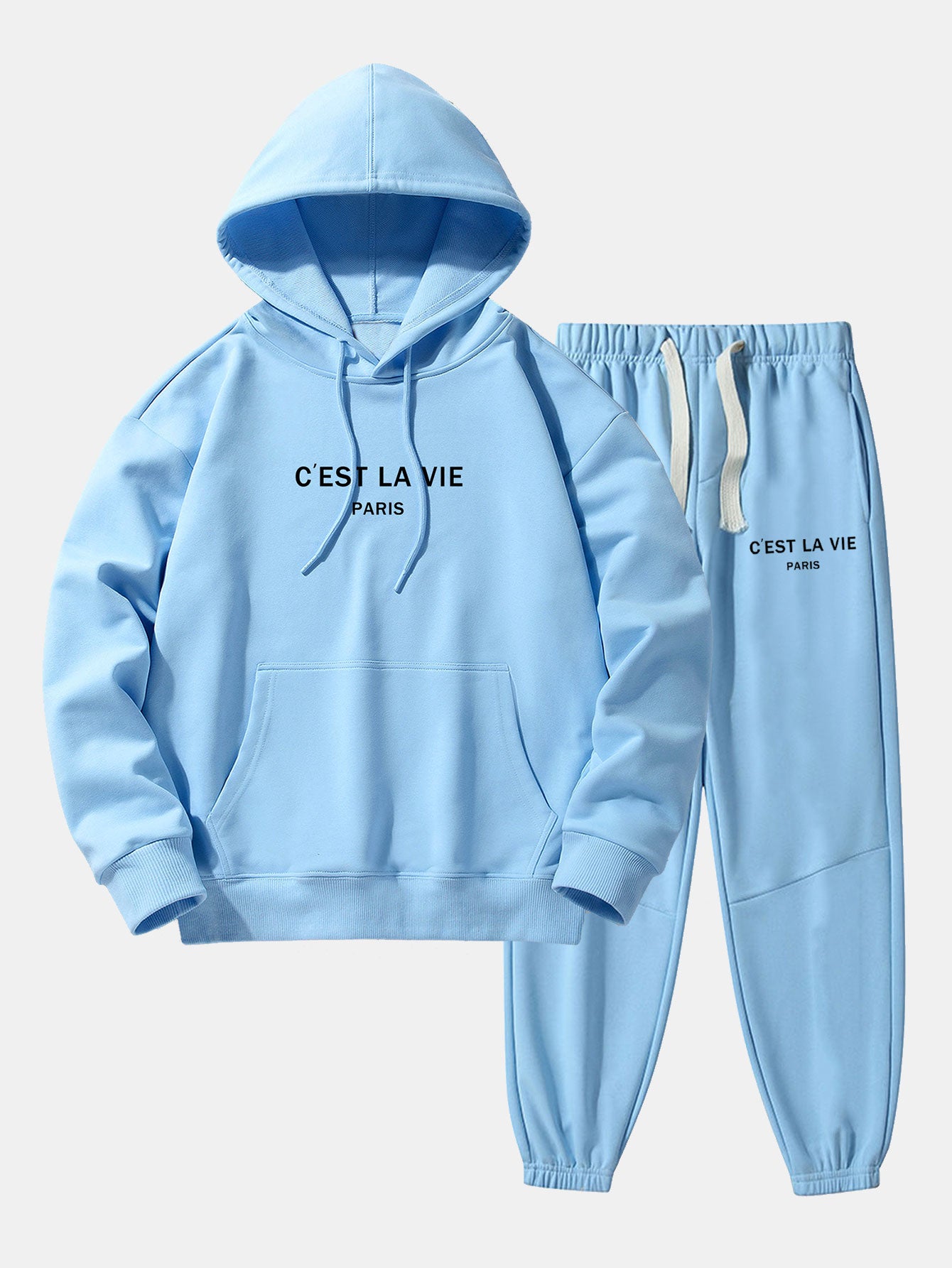 Paris Print Cotton Blend Hoodie & Jogger Pants