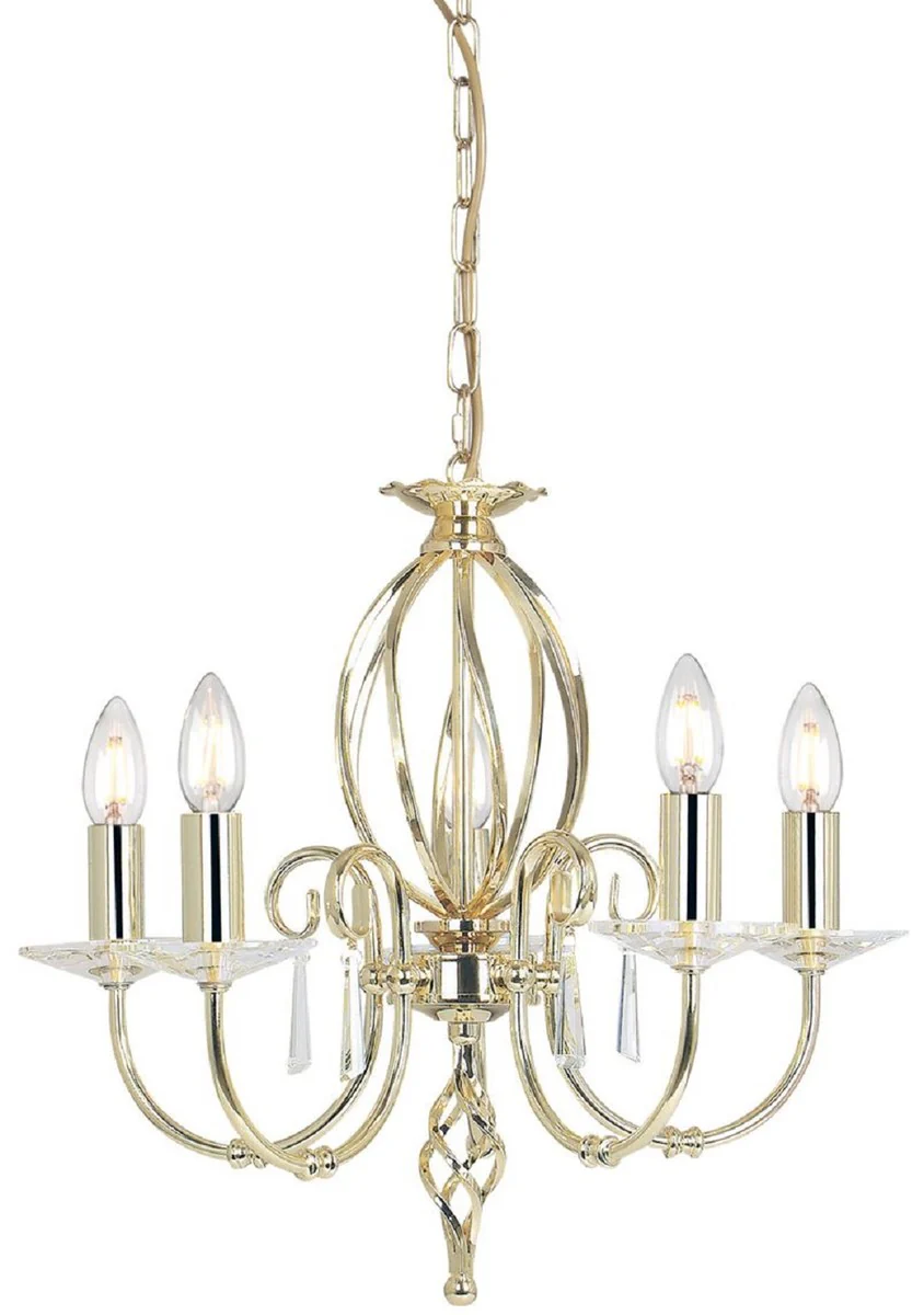 Casa Padrino araña de luces barroco latón Ø 48 x A. 42 cm - Lámpara de araña de salón elegante - Araña de luces de estilo barroco