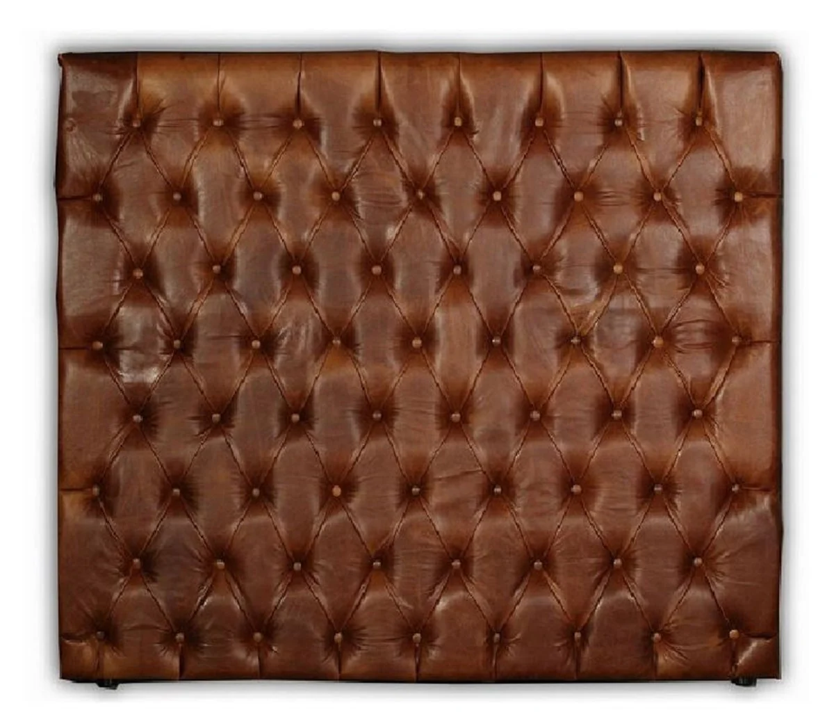 Casa Padrino Cabecero de Cama de Cuero Chesterfield de Lujo Marr¨®n 180 x A. 140 cm - Muebles Chesterfield de Cuero Genuino para Dormitorio y Hotel - Colecci¨®n de Lujo