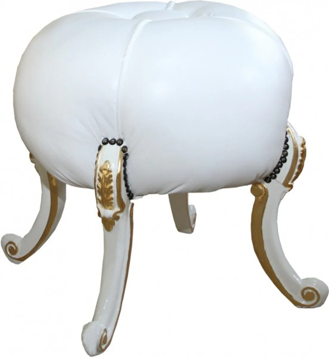 Casa Padrino barroco de heces Mod2 - Rundhocker- Blanco / Oro - muebles barrocos