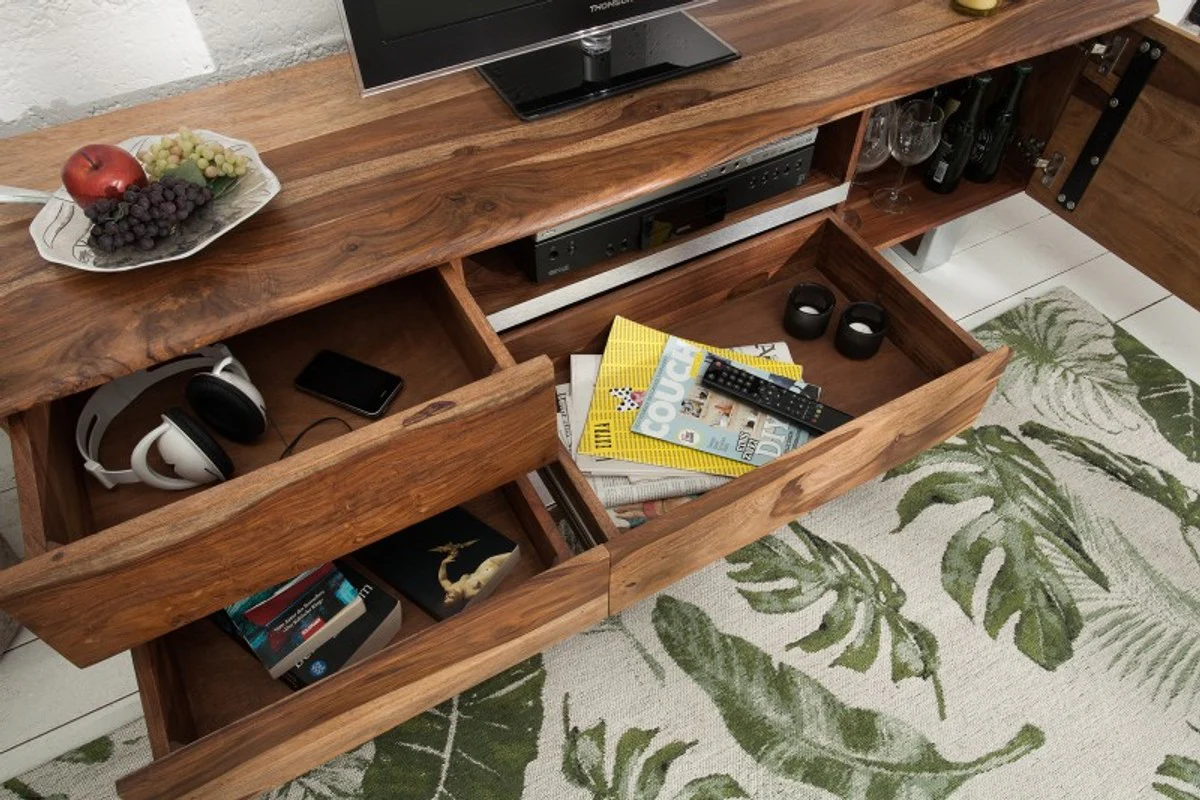 Casa Padrino Designer TV Cabinet Nature W.160cm x H.50cm x D.45cm - Aparador - Aparador - Madera maciza hecha a mano!