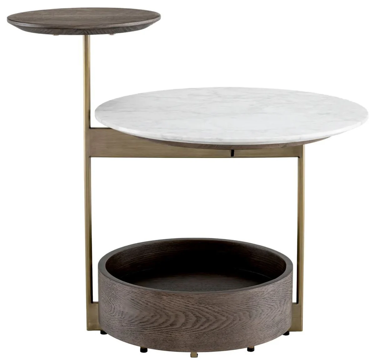 Casa Padrino mesa auxiliar de lujo con tapa de m¨¢rmol marr¨®n / blanco / lat¨®n 59,5 x 45 x A. 54,5 cm - Muebles de sal¨®n - Muebles de lujo - Interiores de sal¨®n - Calidad de lujo