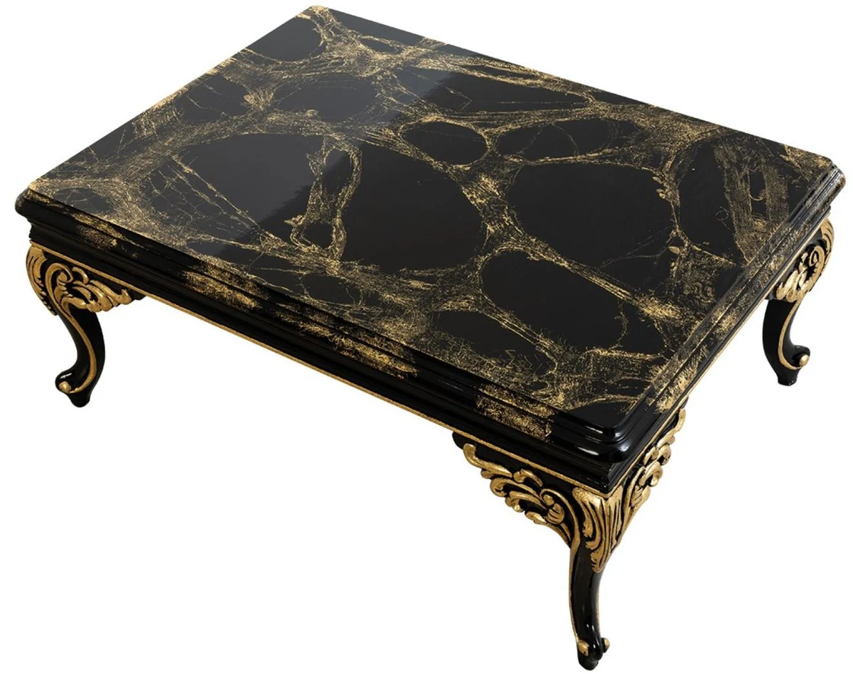 Casa Padrino mesa de centro barroco de lujo negro / oro 110 x 84 x A. 48 cm - Mesa de sal¨®n adornada - Muebles de Sal¨®n en Estilo Barroco