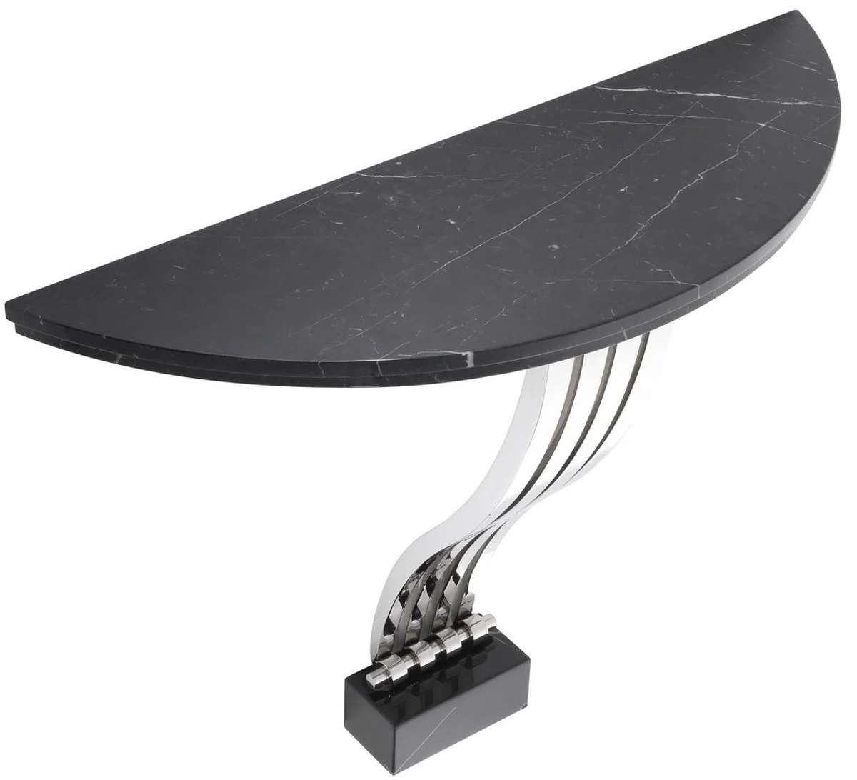 Casa Padrino consola de dise?o negro / plata 99 x 35 x A. 77,5 cm - Consola de m¨¢rmol con estructura de acero inoxidable - Muebles de Dise?o - Calidad de Lujo
