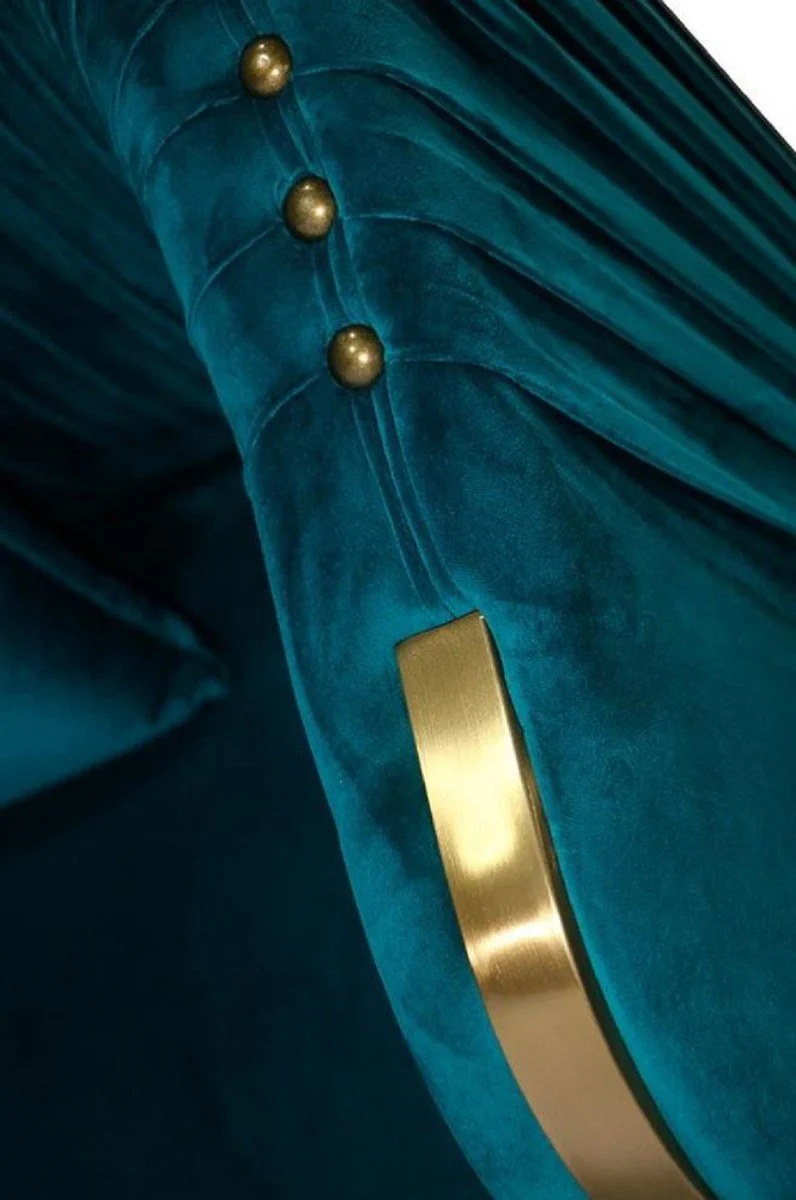 Casa Padrino sof¨¢ Art Deco de terciopelo verde azul / oro 180 x 78 x A. 80 cm - Sof¨¢ de Sal¨®n - Muebles de Sal¨®n Art Deco