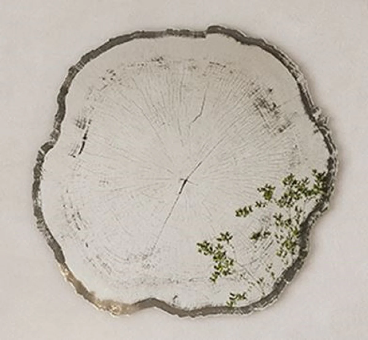 Casa Padrino espejo de pared de lujo en dise?o de disco de ¨¢rbol blanco / negro 80 x 2,5 x A. 78 cm - Espejo de sal¨®n - Espejo de dormitorio - Espejo de armario - Muebles de lujo