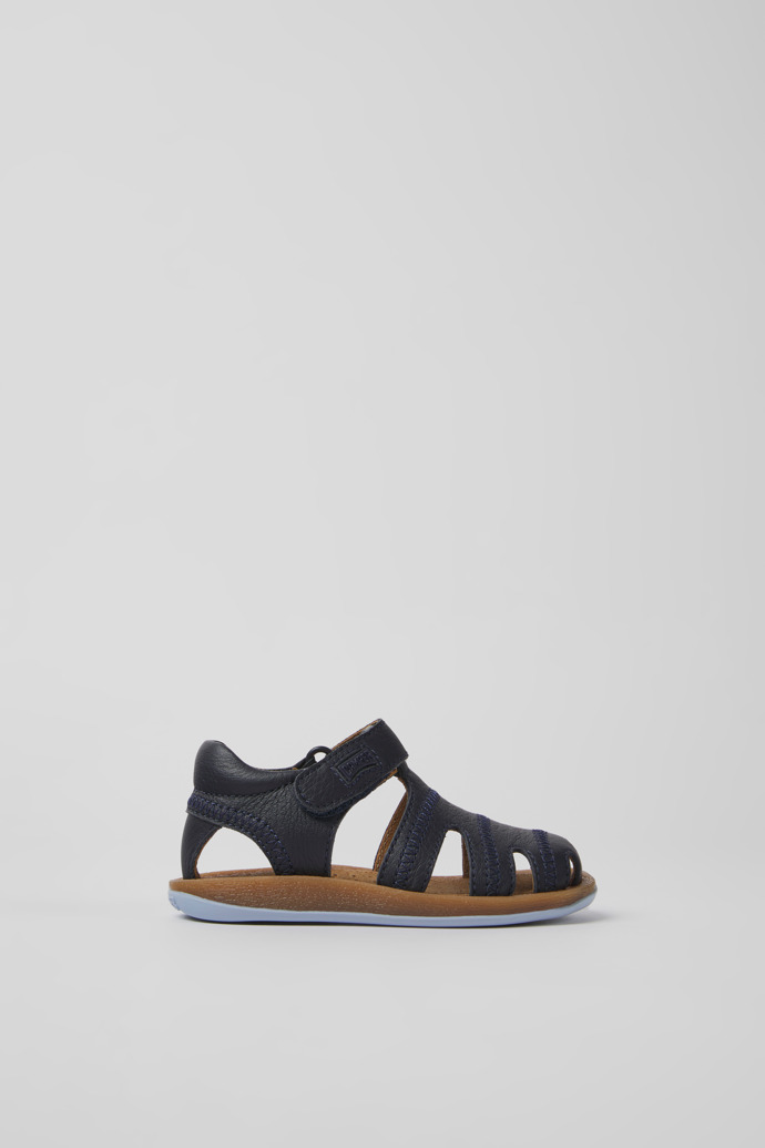 Bicho Navy blue leather sandals for boys