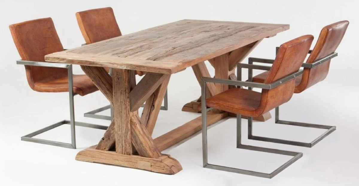 Casa Padrino mesa de comedor da estilo campestre natural - Diferentes Tama?os - Mesa de comedor rectangular de madera maciza r¨²stica - Muebles de comedor estilo campestre