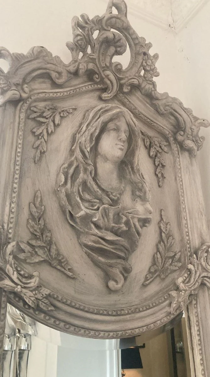 Casa Padrino espejo barroco Madonna gris - Espejo de pared hecho a mano de estilo antiguo - Espejo de guardarropa - Espejo de sal¨®n - Muebles barrocos