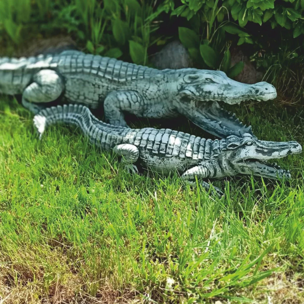 Casa Padrino escultura decorativa de jard¨ªn cocodrilo verde 68 cm - Figura decorativa de piedra