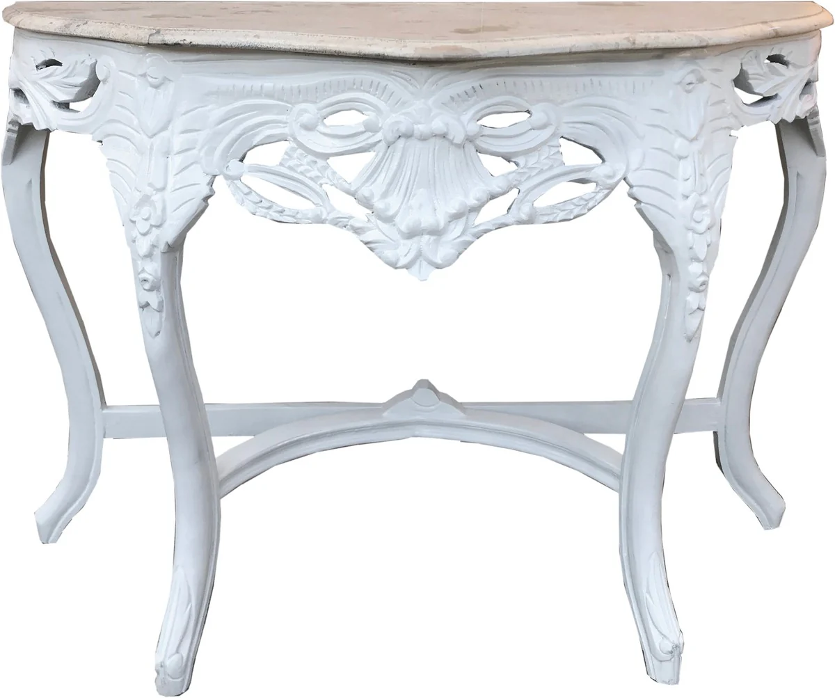 Casa Padrino Baroque mesa consola blanca / crema con encimera de m¨¢rmol - muebles de consola estilo antiguo