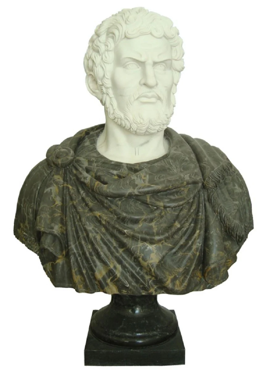 Casa Padrino busto de m¨¢rmol de estilo antiguo de lujo romano verde / crema A. 80 cm