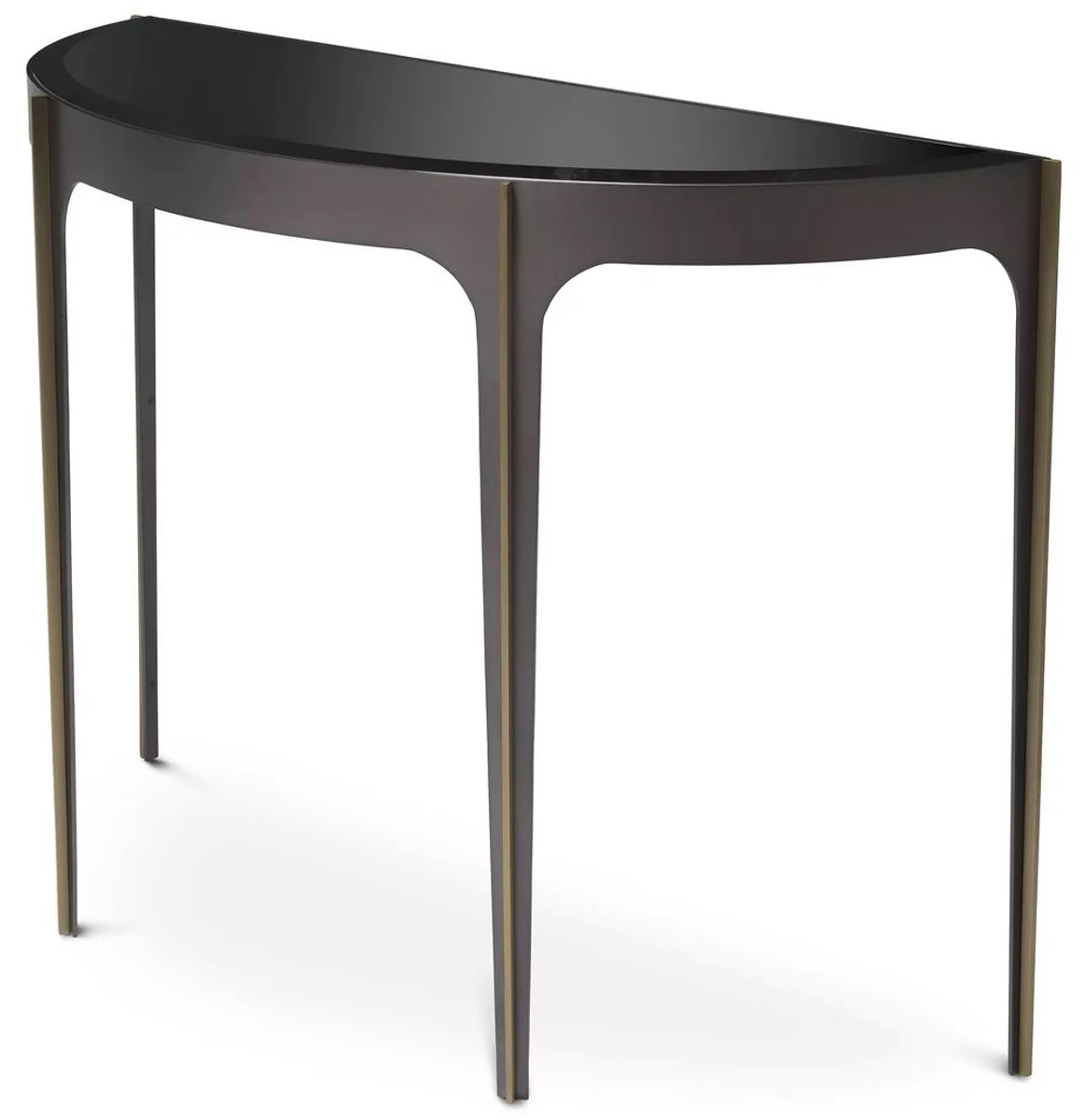 Casa Padrino consola de lujo bronce / lat¨®n / negro 102,5 x 40 x A. 75 cm - Mesa consola de acero inoxidable con tapa de vidrio - Muebles de Lujo