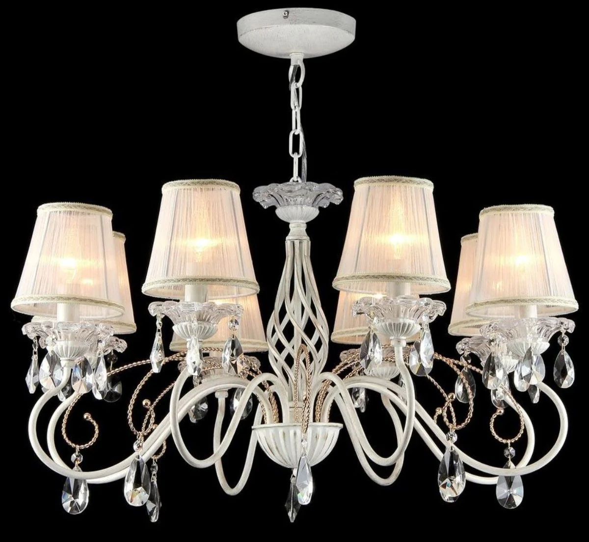 Casa Padrino Baroque Crystal Chandelier White / Gold Ø 78 x H. 45 cm - Baroque Style Chandelier