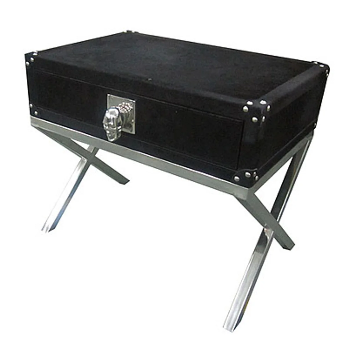 Cr¨¢neo consola de Casa Padrino con piel sint¨¦tica negra 60x40x50cm