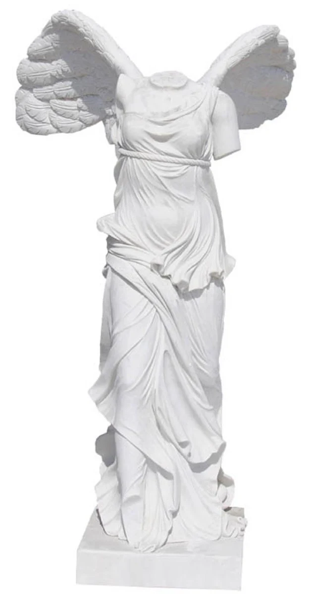 Casa Padrino escultura decorativa de m¨¢rmol barroco de lujo con alas blanco A. 180 cm