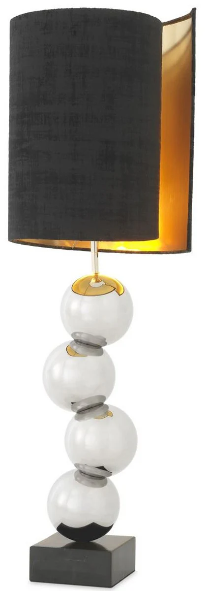 Casa Padrino lámpara de mesa de diseño plata / negro Ø 32 x A. 100 cm - Lámpara de escritorio moderna con base de mármol - Colección de Lujo