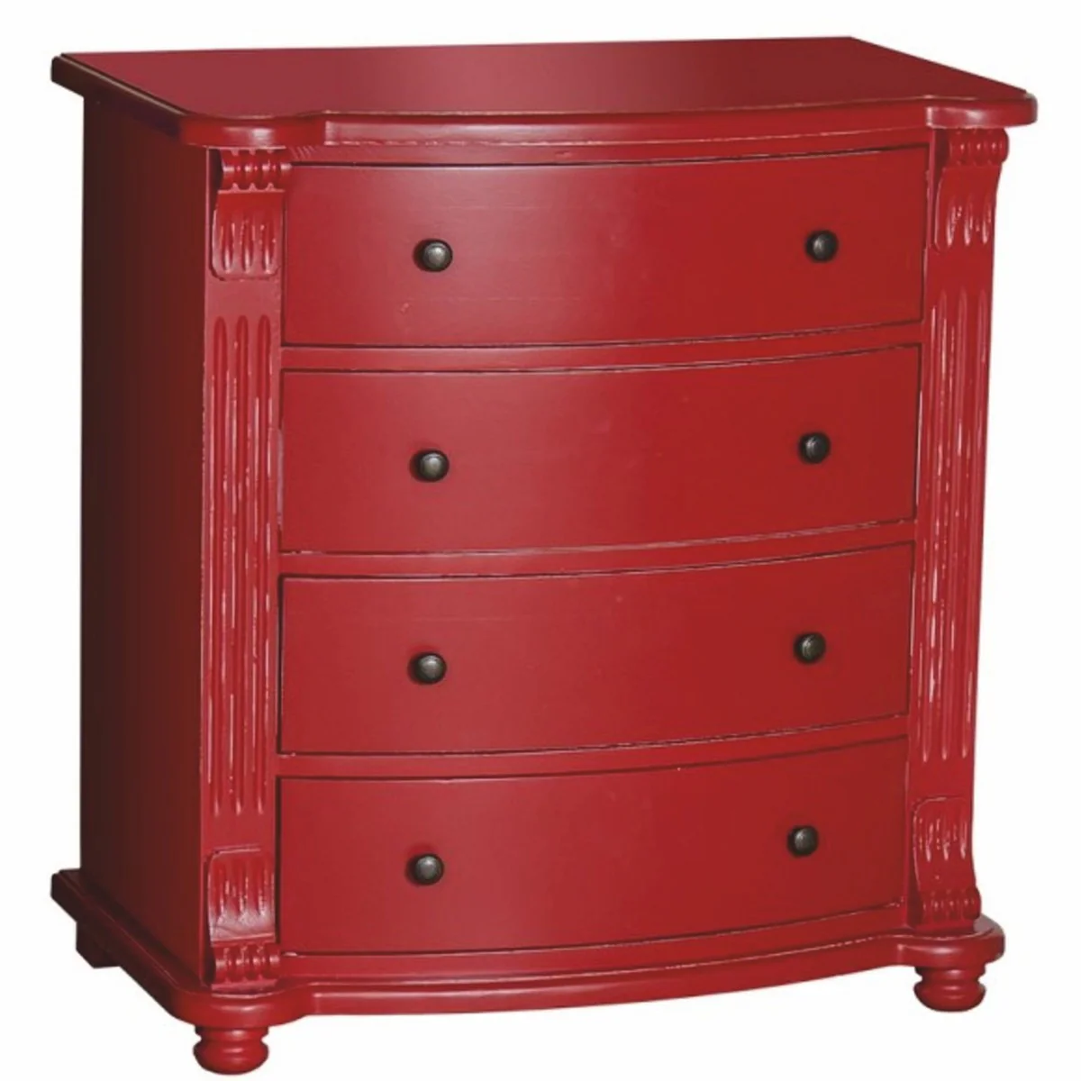 Casa Padrino cómoda de estilo campestre con 4 cajones rojo 80 x 100 cm - Muebles de estilo campestre