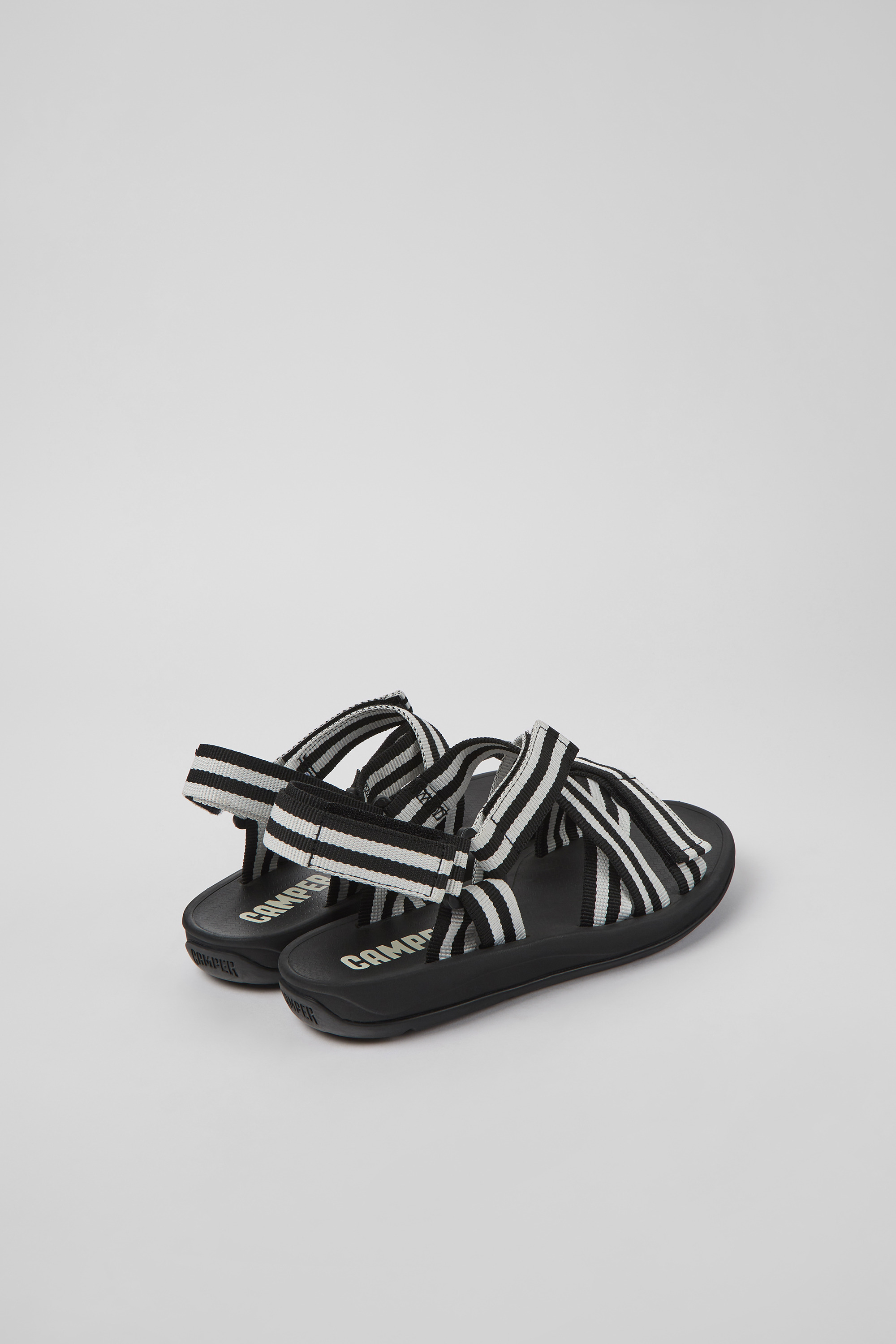 Match - Black and white textile sandals for men
