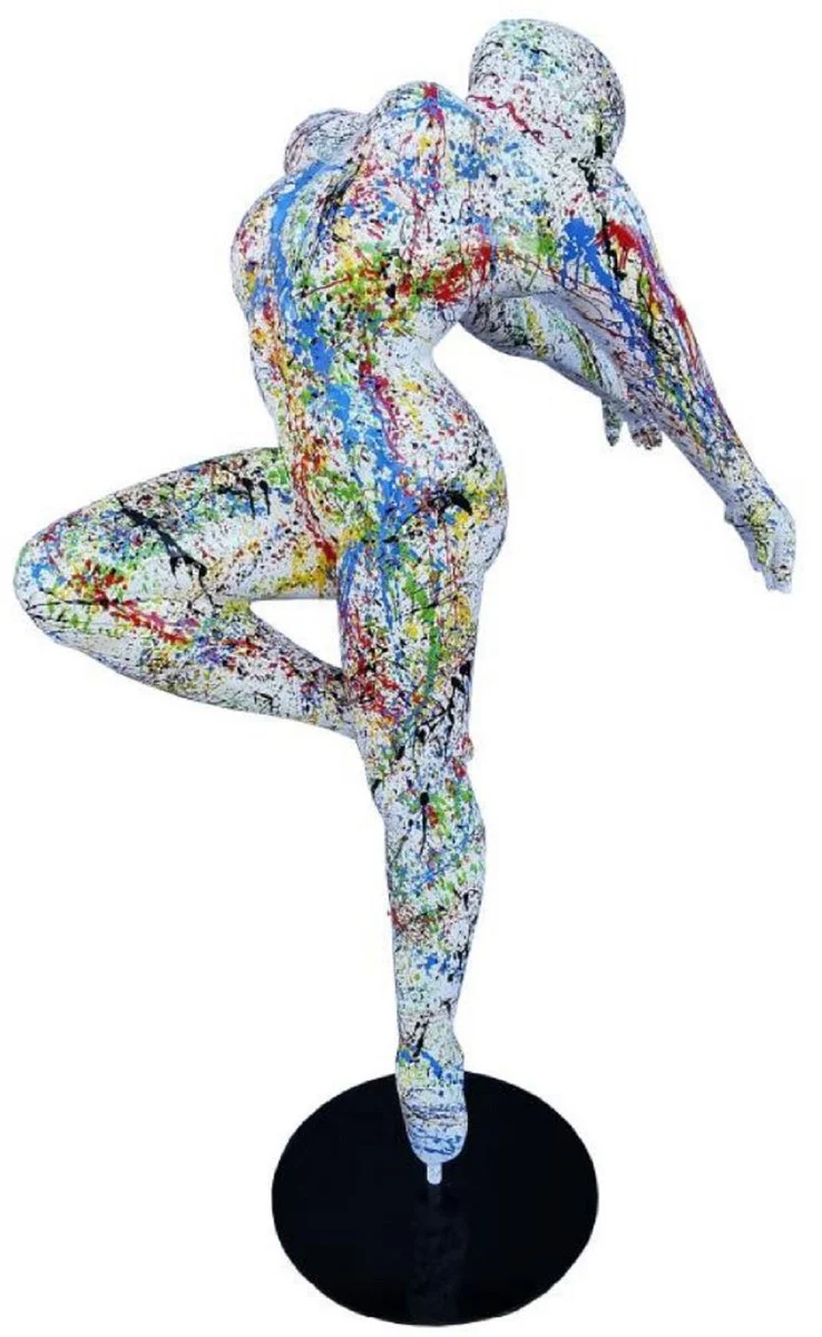 Casa Padrino escultura decorativa de lujo bailarina blanco / multicolor / negro 120 x 60 x A. 165 cm - Figura decorativa tamaño natural - Escultura decorativa XXL - Figura decorativa XXL